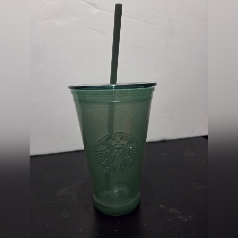 Starbucks Green Glass Cold Cup with Straw GRANDE